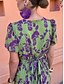preiswerte Kleider für die Ferien-Damen Maxidress Casual kleid A Linie Kleid Stilvoll Brautkleider schlicht Urlaub Täglich Regular Fit Blumen Kurzarm V Ausschnitt Grün Sommer