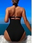 voordelige Eendelige badpakken-Dames Badpakken Een-delig Monokini Badpak Rugloos Buikcontrole Hoge Taille Slank Vakantie Strandmode Effen Kleur Halter Hals Mouwloze Badpakken