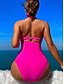 voordelige Eendelige badpakken-Dames Badpakken Een-delig Monokini Badpak Rugloos Buikcontrole Hoge Taille Slank Vakantie Strandmode Effen Kleur Halter Hals Mouwloze Badpakken