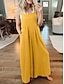 cheap Casual Jumpsuits-Women's Normal Overall Active Solid Color Sleeveless Round Neck Buttons Pocket Vacation Daily Regular Fit Yellow Wine Apricot Summer