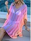 cheap Beach Dresses-Women&#039;s Swimsuits Cover Up Swim Dress Swimsuit Cut Out Vacation Beach Wear Ombre V Neck Long Sleeve Bathing Suits