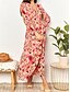 voordelige Onder 129,99 $-Jurkje Moeder van de Bruid Jurk Elegante Informele V-hals Vloerlengte Polyester Lange Mouw met Knopen Bruiloft Gasten Jurk
