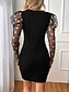 tanie mini czarna sukienka-Damskie Sukienka mini Czarna sukienka Bodycon Elegancja Elegancki Seksowny Bufka Urlop Impreza Codzienny Regularny Jednokolorowe Długi rękaw Półgolf Czarny Biały Niebieski Lato Wiosna Jesień
