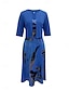 abordables Ensembles de robes-Femme Robe mi-longue Robe casual Robe Ensemble Robe Évasée Robe Trapèze mode Décontractées Vacances du quotidien Standard Graphic Demi Manches Col V Rose Claire Bleu Fuchsia Orange Eté
