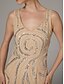 preiswerte Mit Jacke-Zweiteiler Eng anliegend Brautmutterkleid kleid hochzeitsgast Elegant Strahlend &amp; Funkelnd V Ausschnitt Knöchellänge Chiffon Pailletten Langarm mit Paillette 2025
