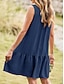 preiswerte Kleider für die Arbeit-Damen Minikleid Casual kleid Tank-Top Kleid Basic Brautkleider schlicht Urlaub Täglich Regular Fit Glatt Ärmellos Gekerbter Hals Schwarz Rosa Marineblau Grün Sommer