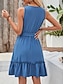 preiswerte Einfaches Kleid-Damen Mini Kleid A-Linie Kleid Sommerkleid Einfarbig Off-Shoulder Kleid Basic Lässig Urlaub Täglich Reguläre Passform Grafik Ärmellos V-Ausschnitt Schwarz Blau Grün Sommer