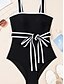 billiga One-piece-baddräkter-Dam Badkläder En bit Monokini Baddräkt Öppen rygg Magkontroll Hög midja Smal Semester Standkläder Ensfärgat Rund Ärmlös Baddräkter