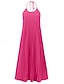 economico Abiti da vacanza-Per donna Vestito maxi Abito casual Vestito svasato Abito sottoveste Essenziale Informale Da mare Informale Giornaliero Standard Liscio Senza maniche Con bretelline Nero Rosso Fucsia Arancione Estate