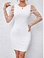 tanie mini czarna sukienka-Damskie Sukienka mini Czarna sukienka Bodycon Elegancja Elegancki Seksowny Bufka Urlop Impreza Codzienny Regularny Jednokolorowe Długi rękaw Półgolf Czarny Biały Niebieski Lato Wiosna Jesień