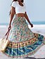 abordables Faldas gráficas-Mujer Falda larga Elegante Maxi Alta cintura Faldas Floral Geométrico Frunce Estampado fluido Rígido Noche Casual Diario Negro Rojo Azul Piscina Azul cielo Verano Poliéster