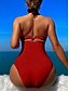 voordelige Eendelige badpakken-Dames Badpakken Een-delig Monokini Badpak Rugloos Buikcontrole Hoge Taille Slank Vakantie Strandmode Effen Kleur Halter Hals Mouwloze Badpakken