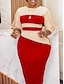 abordables Robes moulantes de soirée-Femme Robe mi-longue Robe casual Moulante Elégant mode Décontractées Vacances du quotidien Standard Bloc de couleur Manches 3/4 Col Ras du Cou Noir Blanche Rouge Bleu Roi Eté
