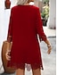 abordables mini robe noire-Femmes Mini Robe Robe noire Robe Décontractée Robe de Cocktail Robe de Cérémonie Basique Occasionnel Quotidien Vacances Coupe régulière Uni Manche 3/4 Col en V Bleu Noir Rouge Été