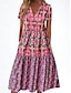 abordables Robes fleuries décontractées-Femme Robe mi-longue Robe casual robe boheme mode Décontractées Vacances Casual du quotidien Ample Floral Manche Courte Col V Rose Claire Eté Printemps
