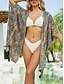 preiswerte Strandkleider-Damen-Badeanzüge Cover Up Badeanzug Knöpfe Urlaub Strandbekleidung Paisley V-Ausschnitt Langärmelige Badeanzüge