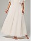 billiga Med jacka-Två Delar Brudens Mor Klänning Bröllopsgäst Elegant Fest Fyrkantig Halsringning Ankel Längd Chiffon Spets 3/4 Längd Ärmar med Plisseringar Enfärgad