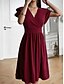 preiswerte Einfaches Kleid-Damen Midi Kleid Korsett Kleid T-Shirt Kleid Tee Kleid Einfarbig A-Linien Kleid Lässig Urlaub Alltag Reguläre Passform Grafik Kurzarm V-Ausschnitt Schwarz Wein Blau Grün Sommer
