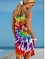 billiga Tie Dye och Gradient Klänningar-Dam Mini klänning Vardagsklänning Solklänning Sommarklänning Slipklänning Ledigt Semester Lös passning Blommig Ärmlös Axelband Colourful Svart Blå Purpur Sommar