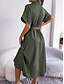 preiswerte Einfaches Kleid-Damen Midi Kleid Wickelkleid A-Linie Kleid Geburtstag Freizeit Urlaub Party Geburtstag reguläre Passform Grafik Kurzarm Hemdkragen Wein Armee Grün Hellblau Sommer