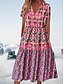 abordables Robes fleuries décontractées-Femme Robe mi-longue Robe casual robe boheme mode Décontractées Vacances Casual du quotidien Ample Floral Manche Courte Col V Rose Claire Eté Printemps