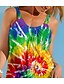 billiga Tie Dye och Gradient Klänningar-Dam Mini klänning Vardagsklänning Solklänning Sommarklänning Slipklänning Ledigt Semester Lös passning Blommig Ärmlös Axelband Colourful Svart Blå Purpur Sommar