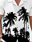 preiswerte Bedruckte Hemden-Sets für Herren-Herren Kokospalme 2St Hemden-Sets Hemd Kurzarm Kurze Hosen Kubanisches Halsband Urlaub Hawaiianisch Party Lässig Täglich 3D-Druck Sommer Rubinrot Weiß Gelb