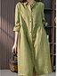 economico Vestito Semplice-Per donna Vestito longuette Abito casual Abito in cotone e lino Abito linea A Essenziale Informale Da mare Giornaliero Standard Liscio Manica a 3/4 Colletto Rosa Verde Estate Primavera Autunno