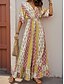 cheap Vacation Jumpsuit-Women&#039;s Normal Jumpsuit Holiday Floral 3/4 Length Sleeve V Neck High Waist Vacation Daily Regular Fit Yellow Summer