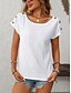 cheap Plain tee-Women&#039;s T Shirt Plain Fashion Modern Casual Short Sleeve Crew Neck Regular Tops Daily Weekend Patchwork Buttons White Sky Blue Orange Rose Pink Summer Spring