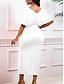 billige Kentucky-kjole-Kentucky Derby Kvinners Midi Kjole Bodycon Kjole Puffermansjett Kjole Elegant Formell Cocktail Formell Fest Bryllupsgjest Regular Fit Grafisk Kortermet V Utringning Svart Hvit Gul Rød Sommer