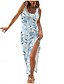 ieftine Rochii casual florale-Pentru femei Rochie Maxi Rochie casual Bodycon Rochie Tip Maieu Rochie Slip Stilat Casual Vacanță Zilnic Fit regulat Floral Fără manșon În U Negru Fucsia Albastru Deschis Vară