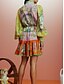 abordables Vestidos florales-Mujer Mini vestido Vestido de una línea Vestido con mangas abullonadas Vacaciones Manga de la linterna Vacaciones Casual Diario Ajuste regular Graphic Manga Larga Cuello Alto Arco Iris Verano