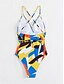 billiga One-piece-baddräkter-Dam Badkläder En bit Monokini Baddräkt Öppen rygg Magkontroll Hög midja Smal Semester Standkläder Geometrisk V-hals Ärmlös Baddräkter