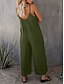 preiswerte Kunst &amp; Design Jumpsuit-Damen-Jumpsuit aktiv einfarbig ärmellos U-Ausschnitt Urlaub täglich lockere Passform Schwarz Armeegrün Rot Sommer
