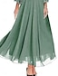 preiswerte Unter 129,99 $-Kleid-Sets Brautmutterkleid Hochzeitsgast Elegant Party Einfach Quadrathals Bodenlang Polyester Langarm mit Einfarbig 2025