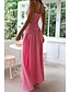 baratos Vestidos de Formatura-Mulheres Vestido Longo Vestido Maxi Vestido branco Vestido de formatura Moda Graduação Encontro Para Noite Normal Tecido Sem Manga Decote V Branco Vermelho Vermelho Rosa Verão