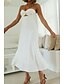 abordables Robes décontractées blanches-Femmes Robe Midi Robe Blanche Robe de remise des diplômes Mode Vacances Anniversaire Fête Coupe régulière Uni Sans manches Sans bretelles Blanche Jaune Vert Été