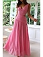 baratos Vestidos de Formatura-Mulheres Vestido Longo Vestido Maxi Vestido branco Vestido de formatura Moda Graduação Encontro Para Noite Normal Tecido Sem Manga Decote V Branco Vermelho Vermelho Rosa Verão