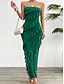 preiswerte Weiße Freizeitkleider-Damen kleid lang Weißes Kleid Ballkleid abendkleider Cocktailkleid Modisch Modern festliche kleider damen Hochzeit Party Besondere Anlässe Regular Fit Glatt Ärmellos Trägerlos Weiß Rosa Blau Grün