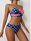 voordelige Bikinisets-Dames Zwemkleding Bikini 2 Delige Cheeky Badpak Rugloos Slanker Vakantie Strandkleding Vlag V Hals Mouwloos Badpakken