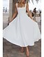 abordables Robes de Diplôme-Femmes Robe Midi Robe Blanche Robe de remise des diplômes Robe Nuisette Mode Anniversaire Remise des Diplômes Date Coupe régulière Uni Sans manches Bretelles spaghetti Noir Blanche Été