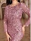 preiswerte Unter 129,99 $-Kleid Mutter der Braut Kleid Elegant Party Rundhalsausschnitt Bodendland Polyester Langarm mit Stickerei 2025