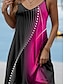 ieftine Rochie Artă și Design-Pentru femei Rochie Mini Rochie A line Rochie de vară Rochie Slip Vacanță Casual Zilnic Fit regulat Grafic Abstract Fără manșon În V Albastru piscină Fucsia Trifoi Vară