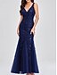 economico Matrimonio Informale / Di Giorno-Abito per la Madre della Sposa Abito Elegante per Festa Collo a V Lunghezza Piena in Poliestere Senza Maniche con Applicazioni