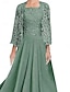 preiswerte Unter 129,99 $-Kleid-Sets Brautmutterkleid Hochzeitsgast Elegant Party Einfach Quadrathals Bodenlang Polyester Langarm mit Einfarbig 2025