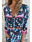 tanie Sukienki boho-Damskie Sukienka mini Bawełniana lniana sukienka Sukienka Boho Klasyczny Nowoczesny Urlop Codzienny Święto Regularny Kwiat Rękaw 1/2 W serek Granatowy Królewski błękit Fioletowy Lato