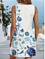 baratos Vestidos havaianos-Mulheres Minivestido Vestido A Line Vestido de verão Vestido ombro a ombro Férias Casual Festa Diário Ajuste Largo Floral Gráfico Sem Manga Decote U Branco Verão