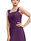 baratos Abaixo de 129,99 $-Conjuntos de Vestido Mãe da Noiva Vestido Elegante Simples Decote Redondo Comprimento do Chá Chiffon Poliéster Renda Manga Longa com Renda Cor Sólida