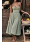 voordelige Vakantiejurken-Dames Halflange jurk Witte jurk Afstudeerjurk Slipdress Modieus Modern Verjaardag valmistuminen Afspraakje Normale pasvorm Effen Mouwloos Spaghettibandjes Zwart Geel Lichtgroen Rood Zomer